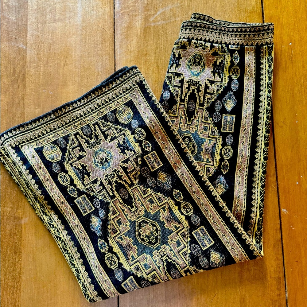 Zara embroidered wide leg pants